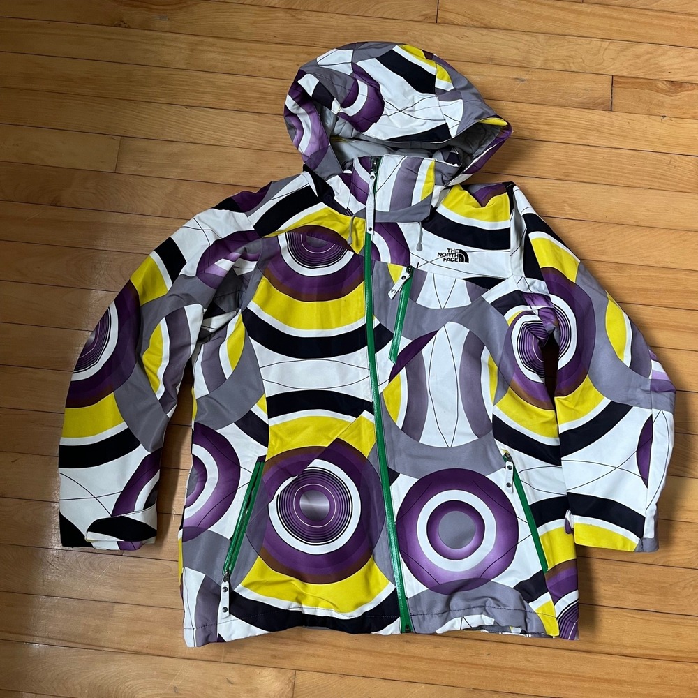 The North Face Cryptic Series Ski Jacket Women L Purple Yellow Psychedelic Print